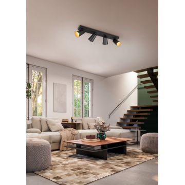 Plafoniera Sharp, TRIO, 64x8.5x16 cm, 10W, 4x GU10, metal, negru mat