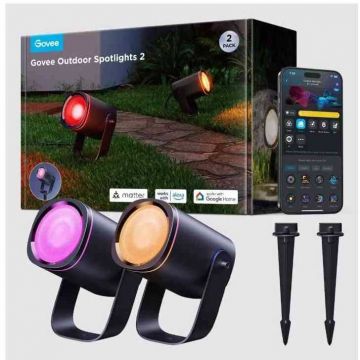 Spoturi de Exterior 2 Bucati LED 69 Moduri de Scena RGBICWW