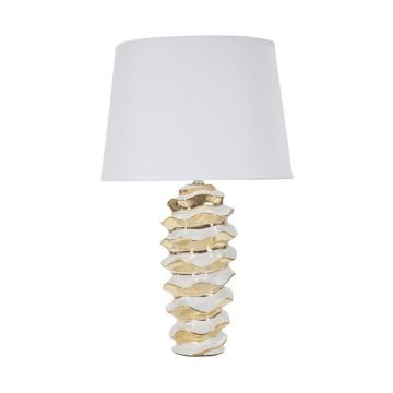 VeiozÄalbÄu0083-aurie din ceramicÄcu abajur textil (Ã®nÄu0083lÈu009Bime 53 cm) Glam Space âu0080Mauro Ferretti