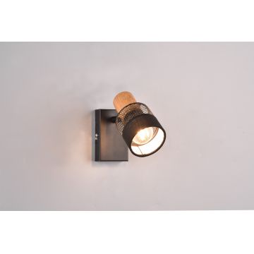 Aplica de perete Nandini, TRIO, 10x6x17 cm, 10W, 1x E14, metal, negru mat/natur