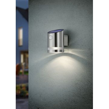Aplica de perete pentru exterior cu senzor Salta, RL, 9x13 cm, 3W, 1x SMD, inox, nichel mat