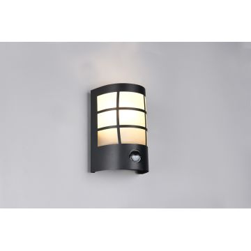 Aplica de perete pentru exterior cu senzor Sintra, RL, 14x10.5x20 cm, 25W, 1x E27, inox, negru mat