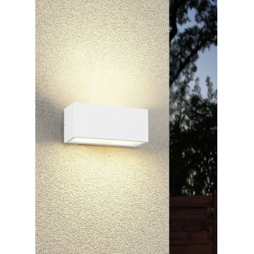 Aplica de perete pentru exterior Mayenne, TRIO, 25x11 cm, 10W, 2x E14, aluminiu, alb mat