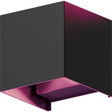 Calex Aplica de perete pentru exterior LED Calex Smart Outdoor, lumina alba si colorata (2700K - 6500K), 6W, 330 lumeni, IP54, Negru, Clasa Energetica F