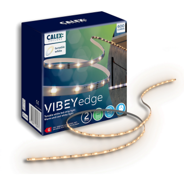 Calex Banda LED CCT Calex Vibey Edge, telecomanda, 600 lm, lumina alba reglabila (2700-6500K), IP20, 2m, Clasa energetica G