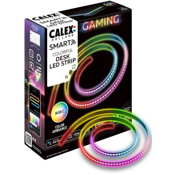 Calex Banda LED RGBIC de gaming inteligenta Calex Smart Colorful, Wi-Fi, Bluetooth, Razer Chroma RGB, Game Synchronization,12W, lumina colorata, compatibil Google Assistant si Alexa, IP20, 1.5m