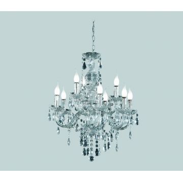 Candelabru Luster, RL, 61x192 cm, 40W, 9x E14, metal, argintiu