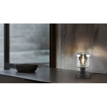 Lampa de masa Mataro, TRIO, 12x18 cm, 10W, 1x E14, metal, negru mat/argintiu