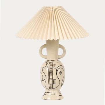 Lampa de masa Teta, Homla, 35.5x44 cm, 60W, 1x E27, ceramica/bumbac, bej