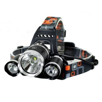 Lanterna De Cap 3 x Led Cree XML T6 MRG M-155, 2x Acumulatori 18650, Frontala, Negru