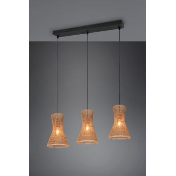 Lustra Bijou, RL, 75x20x150 cm, 10W, 3x E27, hartie, negru mat/maro