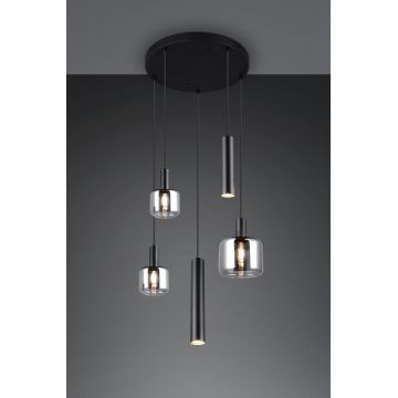 Lustra Mataro, TRIO, 40x150 cm, 10W / 10W, 1x E27 / 2x E14 / 2x GU10, metal, negru mat/argintiu