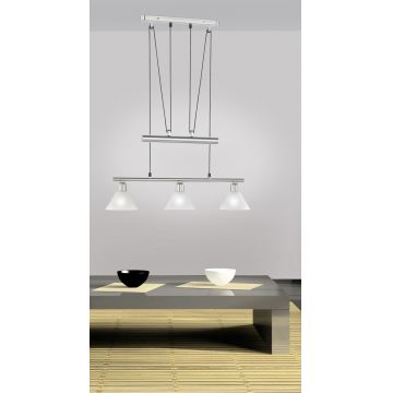 Lustra Stamina, TRIO, 66x14x180 cm, 40W, 3x E14, metal, nichel mat