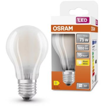 OSRAM Bec LED Osram LEDSCLA75 7,5W/827 E27, Alb cald