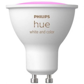 Philips Bec inteligent LED Philips Hue GU10, putere 4.2 W, 400 lm, Wi-Fi, Bluetooth, Alb si color