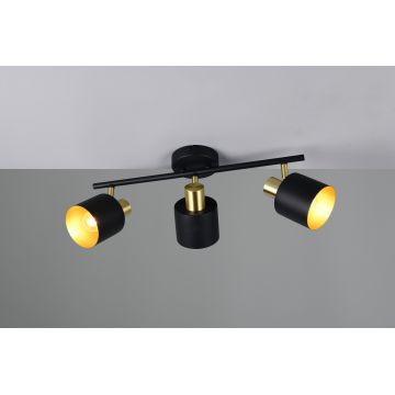 Plafoniera Eva, TRIO, 53.5x10x19 cm, 10W, 3x E14, metal, negru/auriu