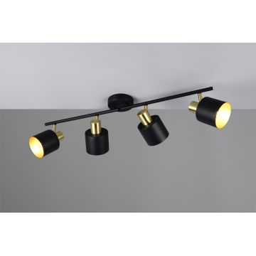 Plafoniera Eva, TRIO, 78x10x19 cm, 10W, 4x E14, metal, negru/auriu