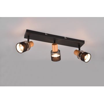 Plafoniera Nandini, TRIO, 45x8.5x17 cm, 10W, 3x E14, metal, negru mat/natur
