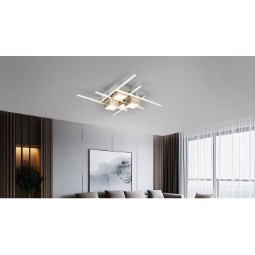 Plafoniera Roger, TRIO, 70x70x11.5 cm, 35W, 1x SMD, metal, nichel mat