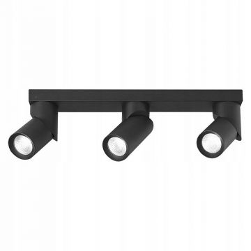 Aplica de tavan, 3 abajururi rotative, IP20, soclu GU10, aluminiu, negru