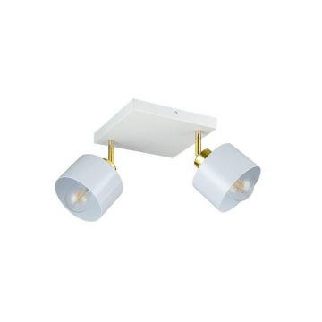 Aplica LED de tavan, 2 socluri E27, rotatie 350 grade, inclinare verticala 90 grade, alb auriu