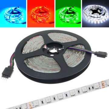 Banda LED exterior, lungime 5 m, 150 LED-uri multicolor, dublu adeziva, latime 10 mm, IP65