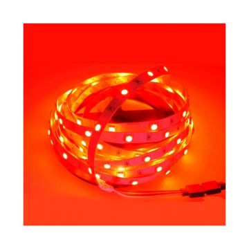 Banda LED interior 12V, 300 diode lumina rosie, lungime 5 m, alimentare priza, IP20