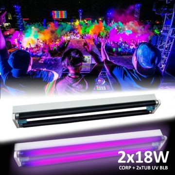 Corp neon dublu cu lampi UV, lumina blacklight