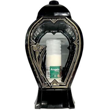 Felinar din Sticla, Model Floare, Negru, 50 Ore