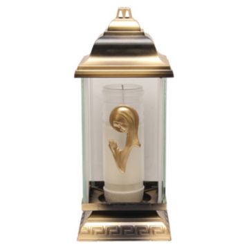 Felinar din Sticla si Plastic cu Maica Domnului Auriu, 50 Ore