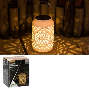 Felinar LED cu incarcare solara, perforatii decorative, suport agatare