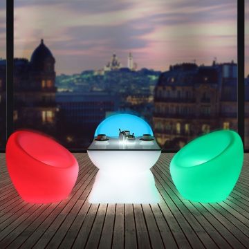 Fotoliu iluminat LED RGBW, 74x80 cm, IP54, telecomanda, acumulator