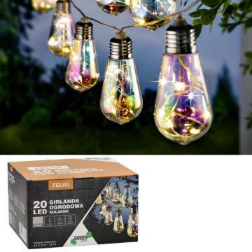 Ghirlanda decorativa cu incarcare solara, 20 LED-uri alb rece, lungime totala 5.8 m