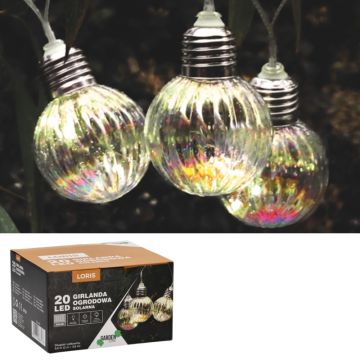 Ghirlanda LED, incarcare solara, 20 becuri rotunde, 5.8 metri, IP44
