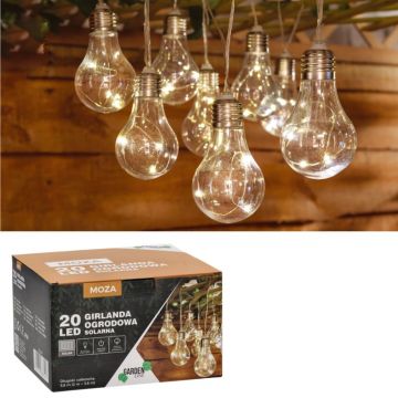 Ghirlanda solara 20 LED-uri, lungime totala 5.8 m, becuri lumina alba calda