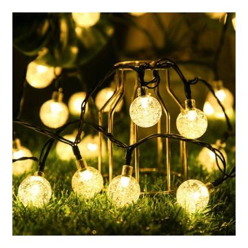 Ghirlanda solara cu 20 LED-uri, 34 lm, lumina 3000K, lungime 485 cm, senzor crepuscular