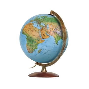 Glob geografic Astra iluminat, 30 cm, piedestal lemn de nuc