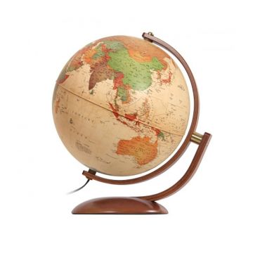 Glob geografic politic Optimus, iluminat, 30 cm, rotire 2 planuri, lemn cires