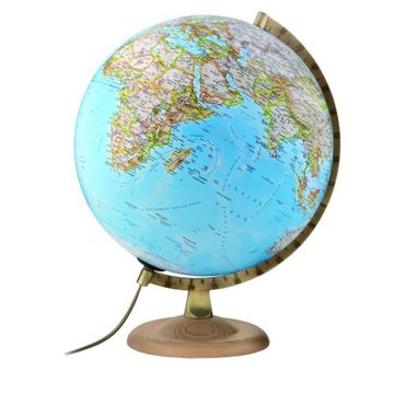 Glob Gold Clasic iluminat, 30cm, harta fizica si politica, National Geographic