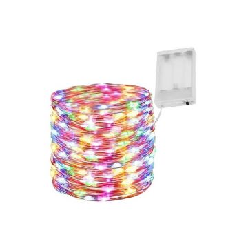 Instalatie micro LED multicolor, 100 becuri, 8 moduri iluminare, impermeabila, IP20, lungime 10 m