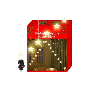 Instalatie pentru Craciun cu 136 LED-uri, perdea stele, 8 moduri iluminare, 5.6 m, IP44, 3.6W