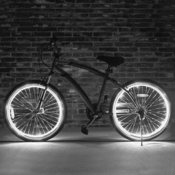 Kit fir luminos El Wire pentru tuning roti bicicleta, lungime 4 m, invertoare incluse