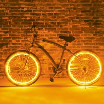 Kit fir luminos El Wire pentru tuning roti bicicleta, lungime 4 m, invertoare incluse