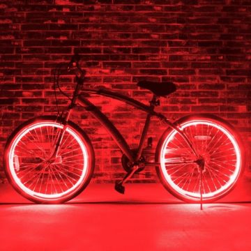 Kit fir luminos El Wire pentru tuning roti bicicleta, lungime 4 m, invertoare incluse