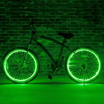 Kit fir luminos El Wire pentru tuning roti bicicleta, lungime 4 m, invertoare incluse