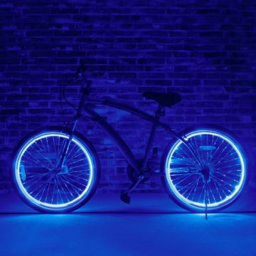 Kit fir luminos El Wire pentru tuning roti bicicleta, lungime 4 m, invertoare incluse