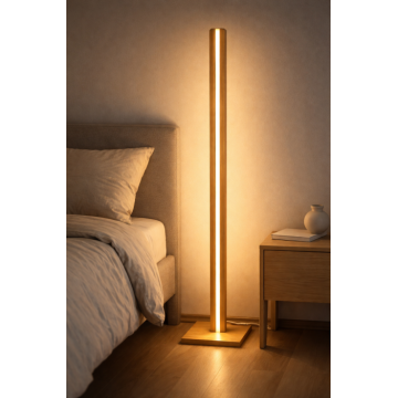 Lampa de podea din stejar masiv ,   LED smart dimabil, control prin aplicatie   handmade