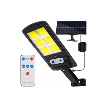 Lampa solara gradina, 120 LED-uri COB, senzor miscare, 3 moduri iluminare, telecomanda, IP65, ABS