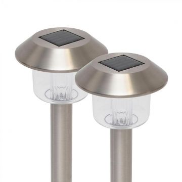Lampa solara gradina, set 2 bucati tip tarus, LED cu schimbare de culoare, metal