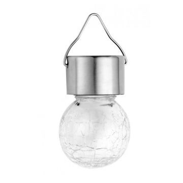 Lampa solara tip bec, abajur sticla, 40 mAh, senzor amurg, comutator ON/OFF